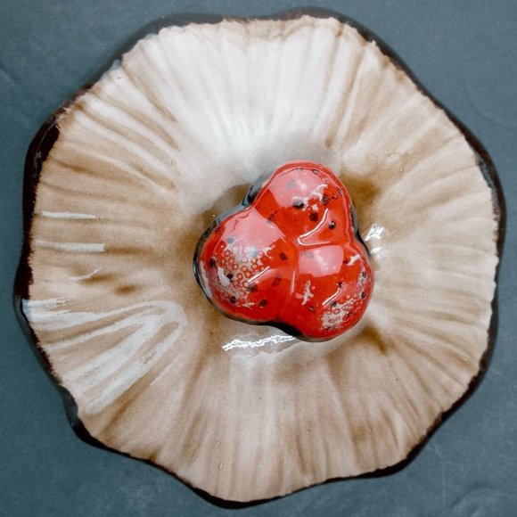 Vintage Mushroom Cookie Jar Orange Arnel's Hand Painted Ceramic Signed Canister - Picture 7 of 12